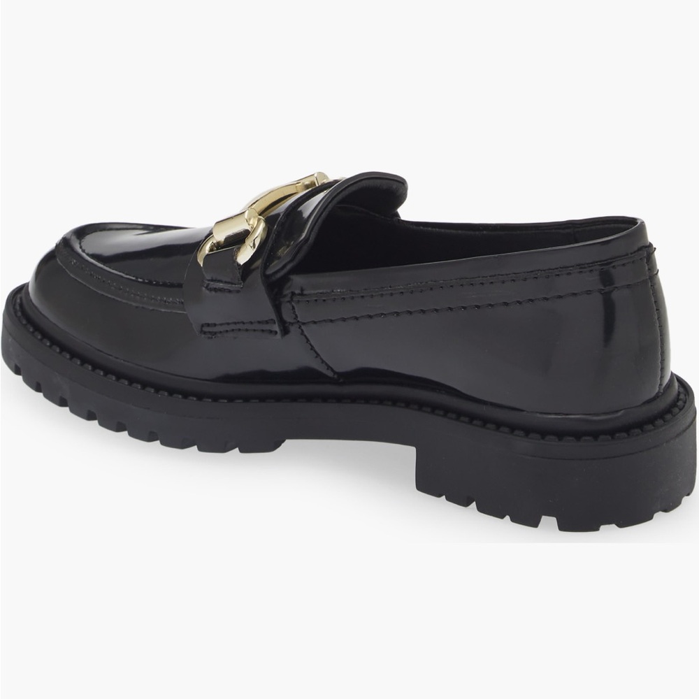 Steve Madden Black Patent Leather and Gold Loafers girls size 4 - Picture 6 of 10